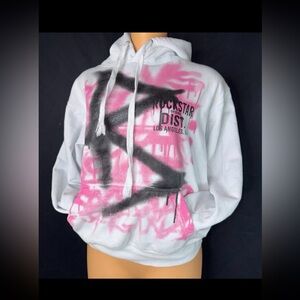 White and Pink Graphic Hoodie